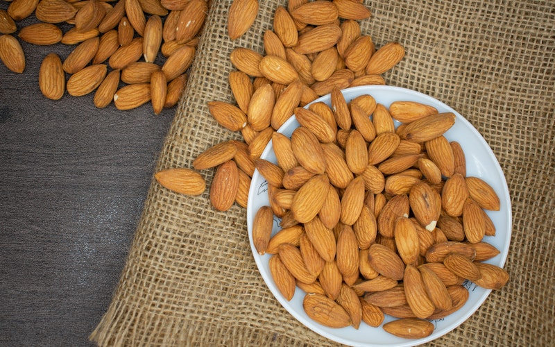 almonds on a white plate