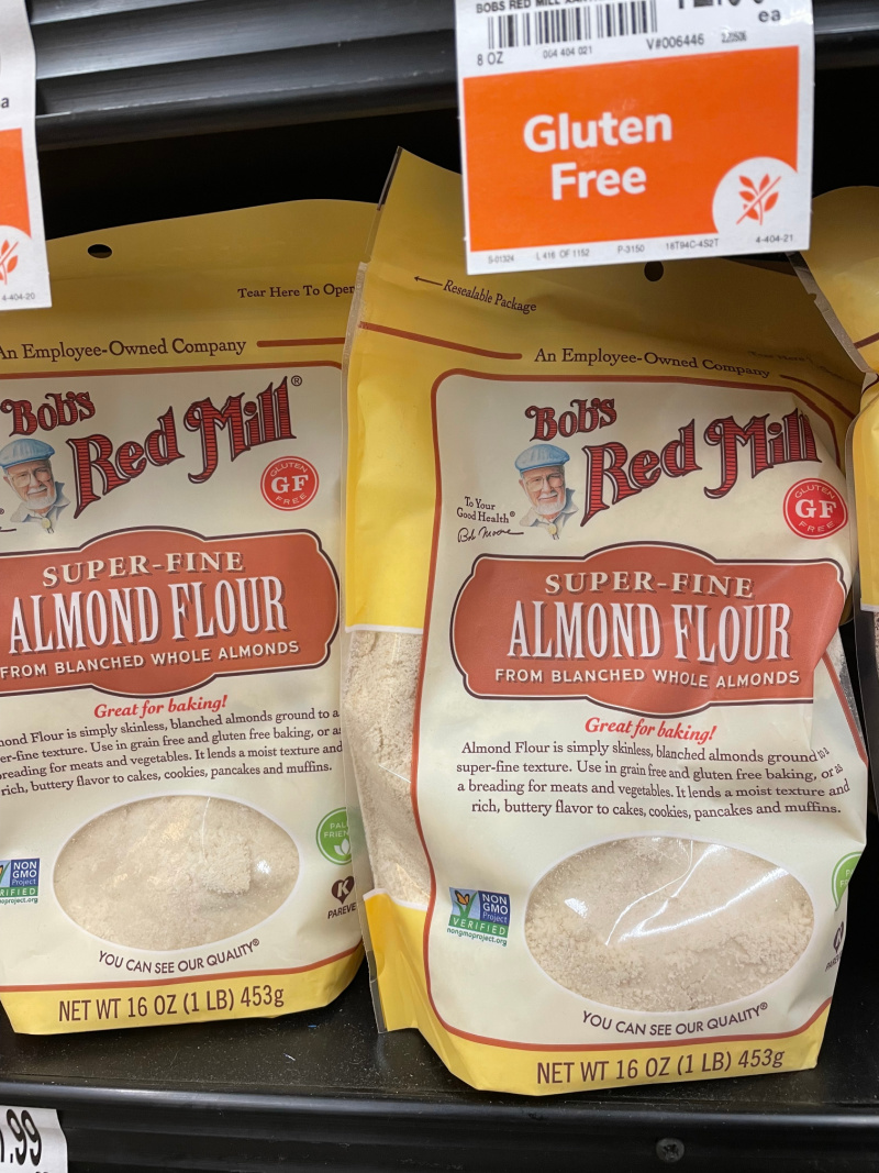 bags of almond flour on the shelf