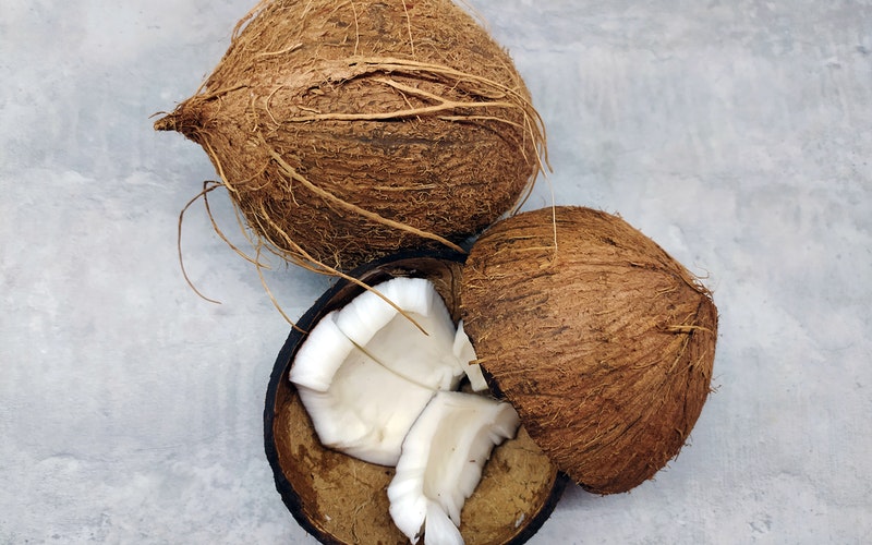 two coconuts cut open