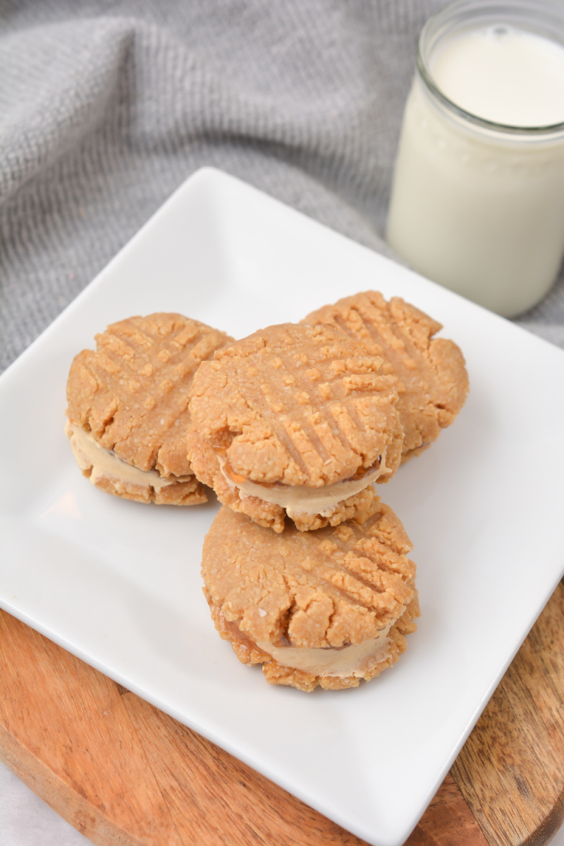 almond flour peanut butter cookies on a white plate