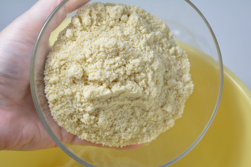 a glass bowl of almond flour
