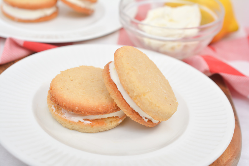 almond flour lemon cookies on a white plate
