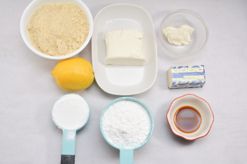 ingredients for cookies in small bowls