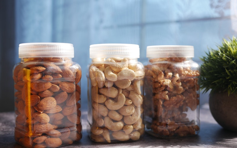 nuts in jars with tight lids