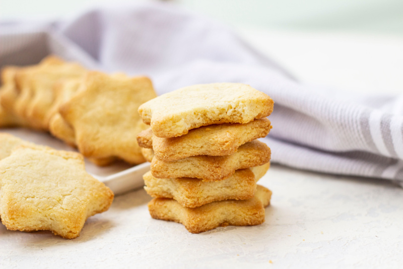 a stack of almond flour shortbread cookies