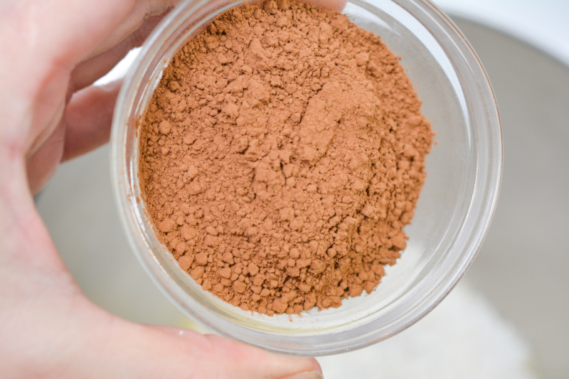 cocoa powder in a glass cup