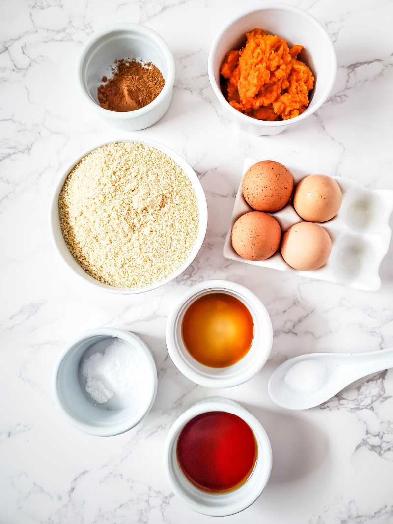 ingredients in a white bowls on the counter