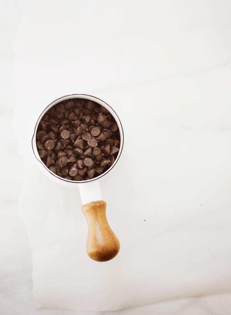 chocolate chips in a measuring cup