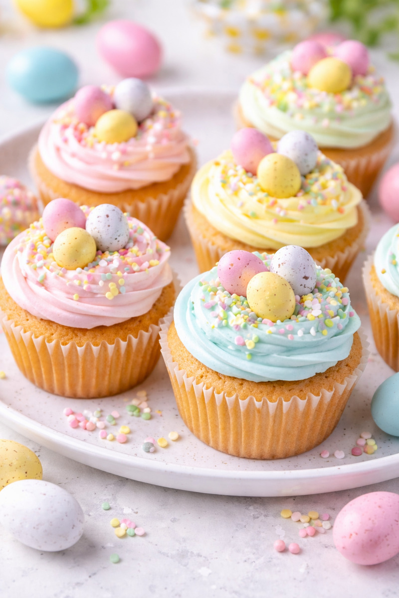 Easter Almond Flour Cupcakes with Fun Spring Decorations