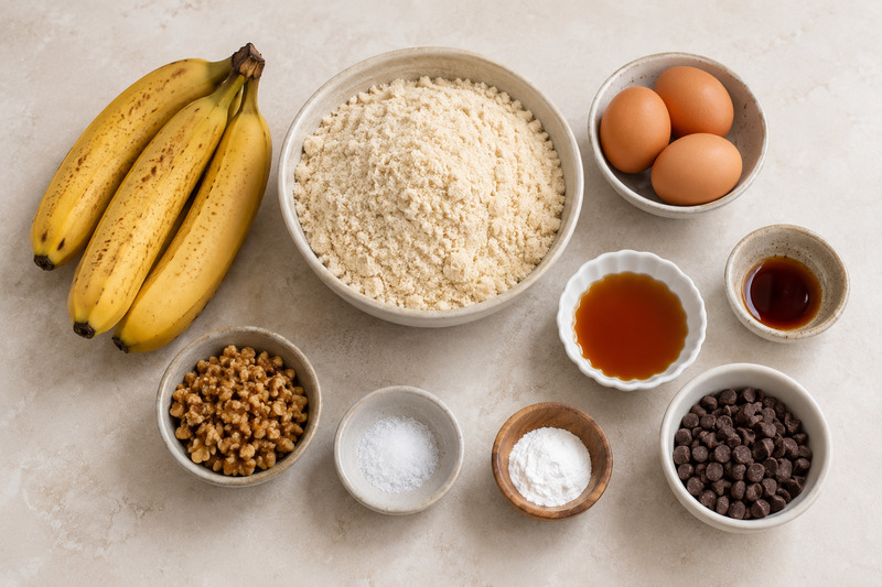 ingredients to make almond flour banana bread