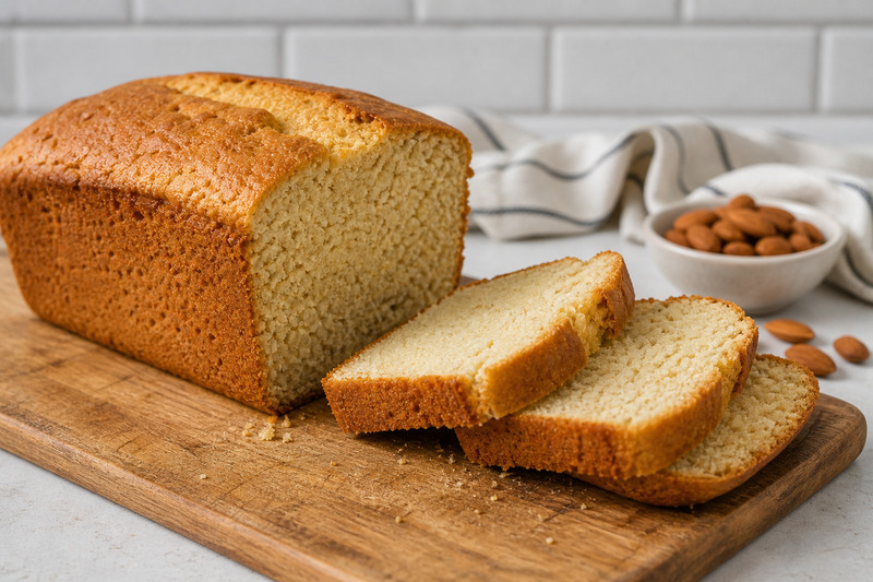 almond flour bread on a cutting board