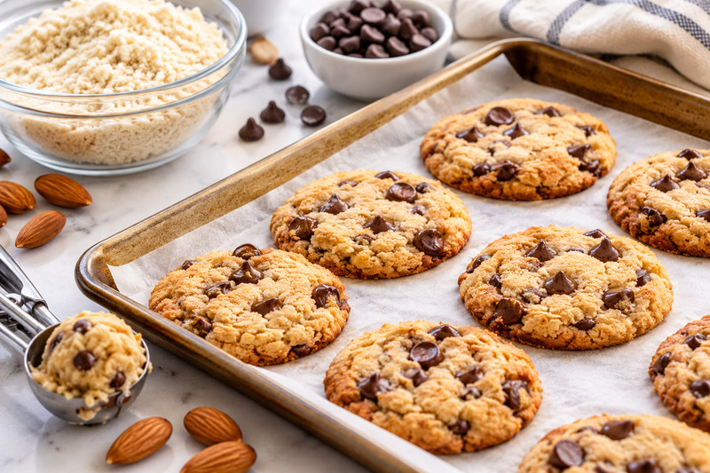 Warm Chocolate Chip Cookie Baking Scene